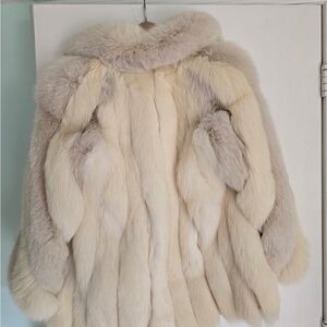 Elegant Cream Fox Rabbit Fur Coat